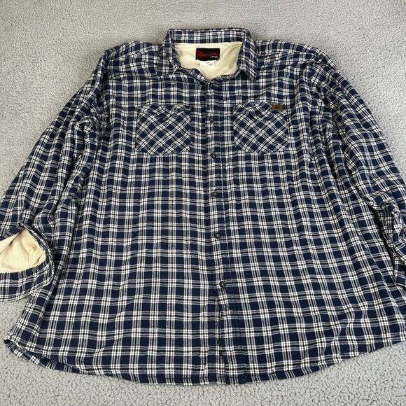 Wrangler Riggs Flannel Shirt 3XT Blue White Plaid Thermal Lined Shacket Big Tall - Picture 1 of 13